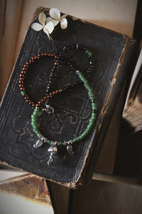 Death Cap. Hand-strung Beaded Charm Necklace.