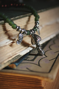 Death Cap. Hand-strung Beaded Charm Necklace.