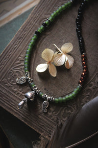 Death Cap. Hand-strung Beaded Charm Necklace.
