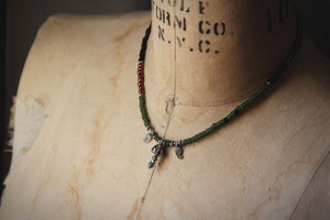 Death Cap. Hand-strung Beaded Charm Necklace.