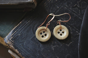 Folk II. Antique Bone Button Earrings.