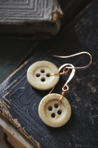 Folk II. Antique Bone Button Earrings.