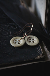 Folk II. Antique Bone Button Earrings.