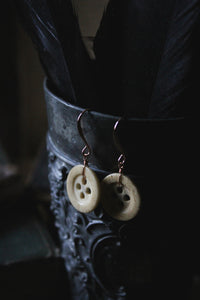 Folk II. Antique Bone Button Earrings.