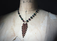Load image into Gallery viewer, Midsummer Night&#39;s Magic  | Goodfellow. Beaded Gemstone &amp; Fringe Focal Necklace.