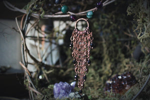 Midsummer Night's Magic  | Goodfellow. Beaded Gemstone & Fringe Focal Necklace.