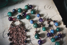 Load image into Gallery viewer, Midsummer Night&#39;s Magic  | Goodfellow. Beaded Gemstone &amp; Fringe Focal Necklace.