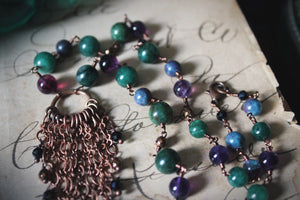 Midsummer Night's Magic  | Goodfellow. Beaded Gemstone & Fringe Focal Necklace.