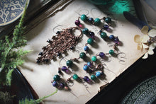 Load image into Gallery viewer, Midsummer Night&#39;s Magic  | Goodfellow. Beaded Gemstone &amp; Fringe Focal Necklace.