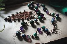 Load image into Gallery viewer, Midsummer Night&#39;s Magic  | Goodfellow. Beaded Gemstone &amp; Fringe Focal Necklace.