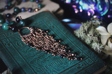 Load image into Gallery viewer, Midsummer Night&#39;s Magic  | Goodfellow. Beaded Gemstone &amp; Fringe Focal Necklace.