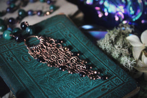Midsummer Night's Magic  | Goodfellow. Beaded Gemstone & Fringe Focal Necklace.