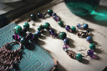 Load image into Gallery viewer, Midsummer Night&#39;s Magic  | Goodfellow. Beaded Gemstone &amp; Fringe Focal Necklace.