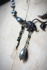 Midsummer Night's Magic  | Love-In-Idleness. Vintage Brass & Gemstone Necklace.