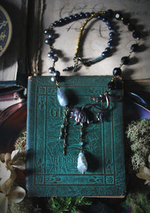 Midsummer Night's Magic  | Love-In-Idleness. Vintage Brass & Gemstone Necklace.