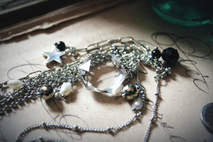 Midsummer Night's Magic  | Moonbeams. Gemstone & Chain Fringe Focal Necklace.