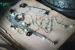 Midsummer Night's Magic  | Moonbeams. Gemstone & Chain Fringe Focal Necklace.