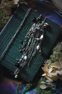 Midsummer Night's Magic  | Moonbeams. Gemstone & Chain Fringe Focal Necklace.