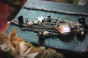 Midsummer Night's Magic  | Moonbeams. Gemstone & Chain Fringe Focal Necklace.