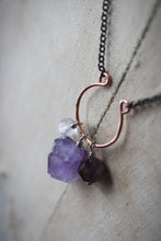 Load image into Gallery viewer, Violet Skies | Trilogy. Choice of Gemstone Cluster Necklace.