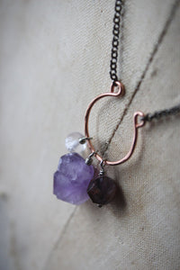 Violet Skies | Trilogy. Choice of Gemstone Cluster Necklace.