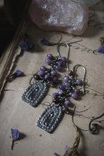 Load image into Gallery viewer, Violet Skies | Lupine Season. Artisan Pewter &amp; Gemstone Earrings.