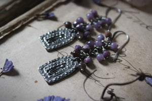 Violet Skies | Lupine Season. Artisan Pewter & Gemstone Earrings.