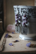 Load image into Gallery viewer, Violet Skies | Lupine Season. Artisan Pewter &amp; Gemstone Earrings.