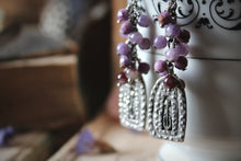 Load image into Gallery viewer, Violet Skies | Lupine Season. Artisan Pewter &amp; Gemstone Earrings.