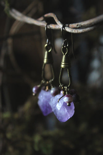 Tyros. Amethyst & Tourmaline Earrings.