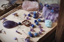 Load image into Gallery viewer, Violet Skies | Luck-wearer. Antiqued Copper &amp; Gemstone Necklace.