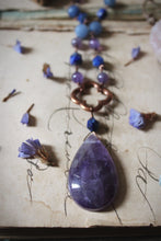 Load image into Gallery viewer, Violet Skies | Luck-wearer. Antiqued Copper &amp; Gemstone Necklace.