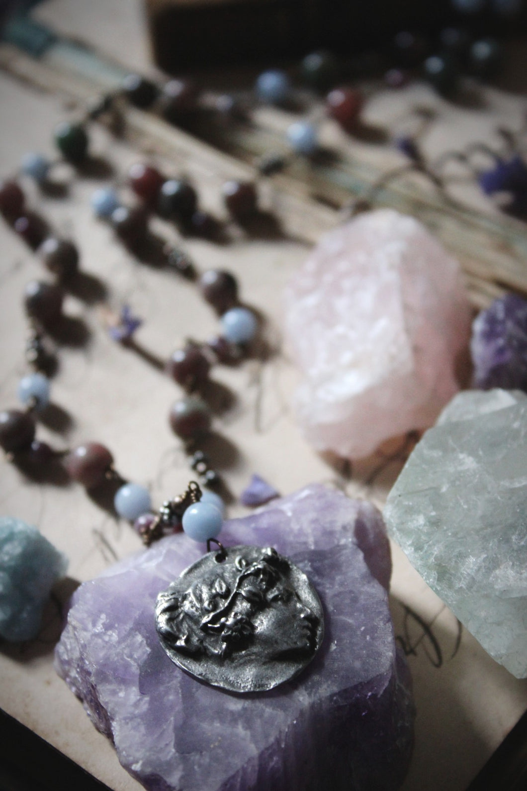 Violet Skies | Flora. Artisan Pewter & Gemstone Necklace.