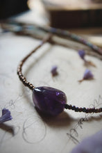 Load image into Gallery viewer, Violet Skies | Grimlins ~ Dogtooth Amethyst. Seed Bead Focal Necklace.