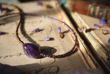 Load image into Gallery viewer, Violet Skies | Grimlins ~ Dogtooth Amethyst. Seed Bead Focal Necklace.