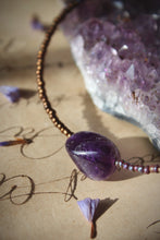 Load image into Gallery viewer, Violet Skies | Grimlins ~ Dogtooth Amethyst. Seed Bead Focal Necklace.