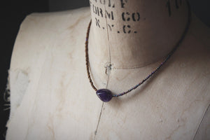 Violet Skies | Grimlins ~ Dogtooth Amethyst. Seed Bead Focal Necklace.