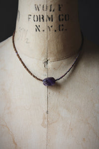 Violet Skies | Grimlins ~ Dogtooth Amethyst. Seed Bead Focal Necklace.