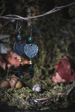Load image into Gallery viewer, The Forest Haunt  | Leshy. Artisan Pewter &amp; Gemstone Earrings.
