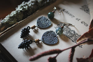 The Forest Haunt  | Leshy. Artisan Pewter & Gemstone Earrings.