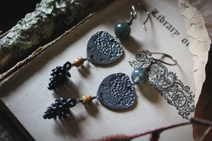 The Forest Haunt  | Leshy. Artisan Pewter & Gemstone Earrings.