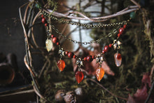 Load image into Gallery viewer, The Forest Haunt  | Weald of Autumn. Beaded Gemstone Leaf Necklace.