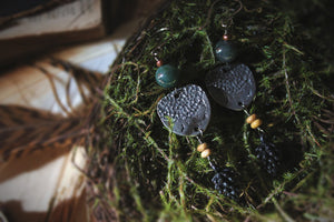 The Forest Haunt  | Leshy. Artisan Pewter & Gemstone Earrings.