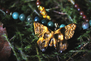 The Forest Haunt  | Rebirth || Autumn Equinox. Beaded Gemstone Pendant Necklace.