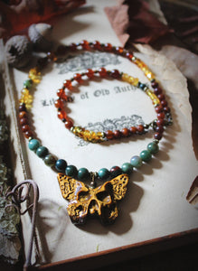 The Forest Haunt  | Rebirth || Autumn Equinox. Beaded Gemstone Pendant Necklace.
