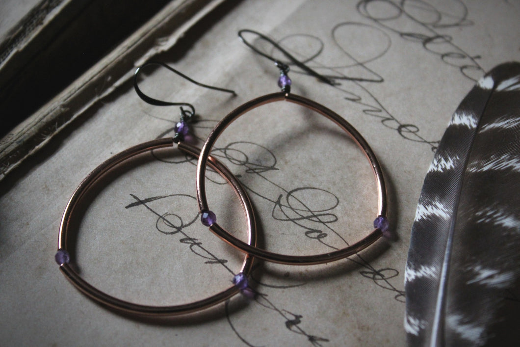 Epoch. Copper Hoop Earrings.