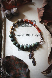 The Forest Haunt  | Forest Keeper. Beaded Gemstone & Charm Bracelet.