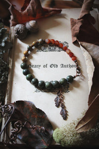 The Forest Haunt  | Forest Keeper. Beaded Gemstone & Charm Bracelet.