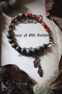 The Forest Haunt  | Forest Keeper. Beaded Gemstone & Charm Bracelet.