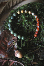 Load image into Gallery viewer, The Forest Haunt  | Forest Keeper. Beaded Gemstone &amp; Charm Bracelet.